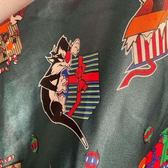 Vintage Looney Tunes Night Dress Gown Satin Chemise Christmas‎ Green M 97’s Y2K - Picture 5 of 9